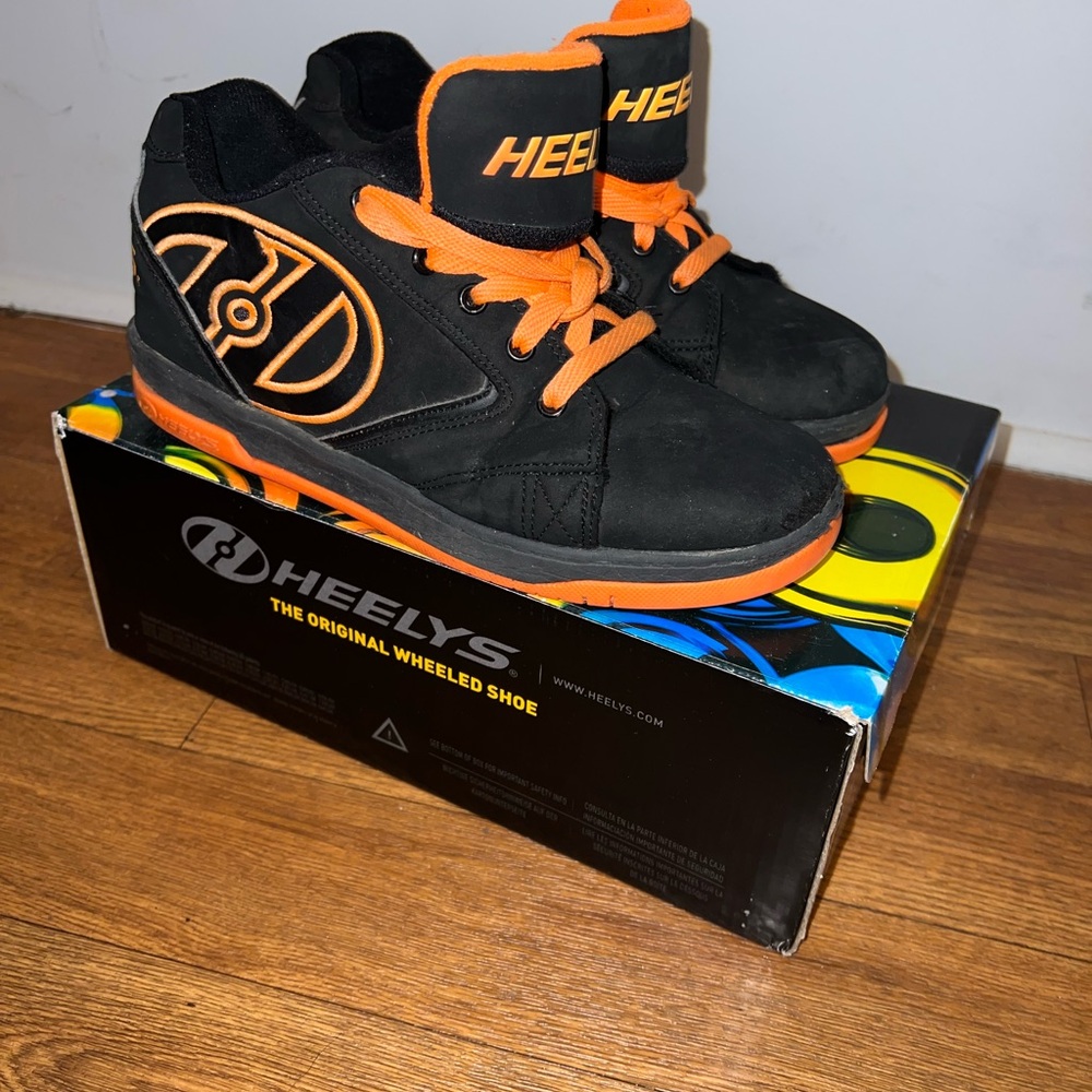 Heelys Kids Black and Orange High-Top Sneakers with Wheels
